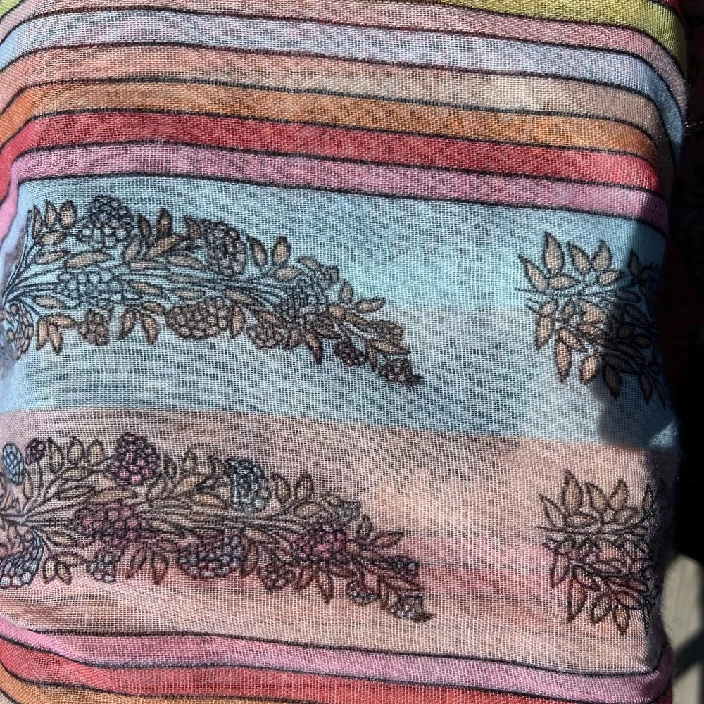 Vintage R.O.C. Beautiful Soft Multi Color Scarf - Picture 4 of 8